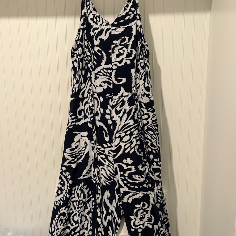 Black and White Floral Jumpsuit